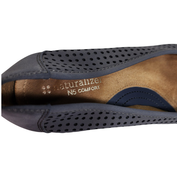 Naturalizer Becky Wedge Heels 9.5 Women Gray White N5 Comfort Shoe Perforated - Picture 10 of 13